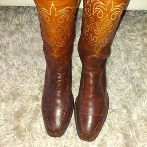VTG LUCCHESE BROWN LEATHER Spanish Collection Western Cowboy Boots